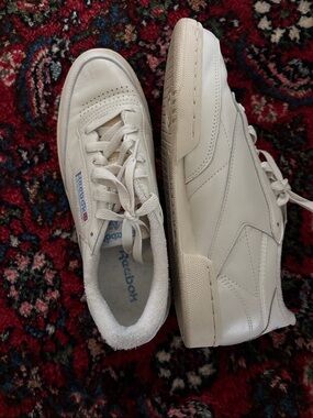 Reebok Off-White Leather Court Sneakers